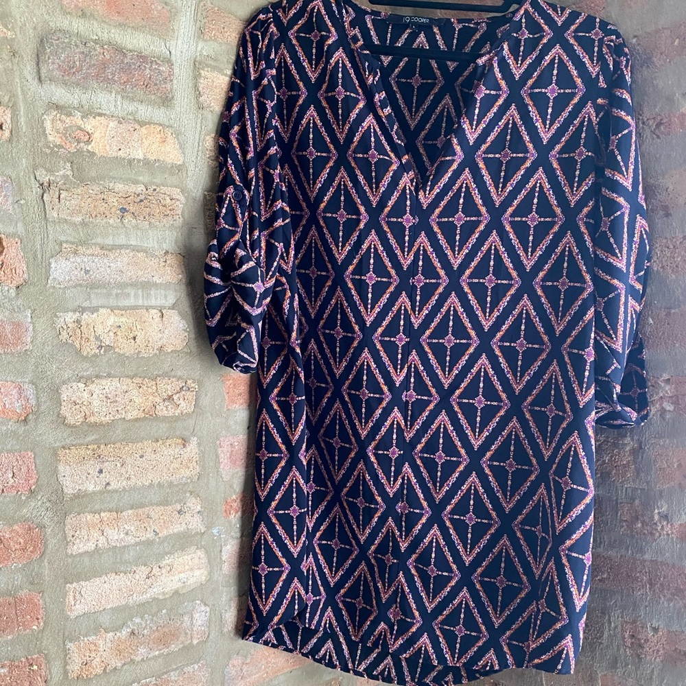 19 Cooper navy geometric-print tunic dress